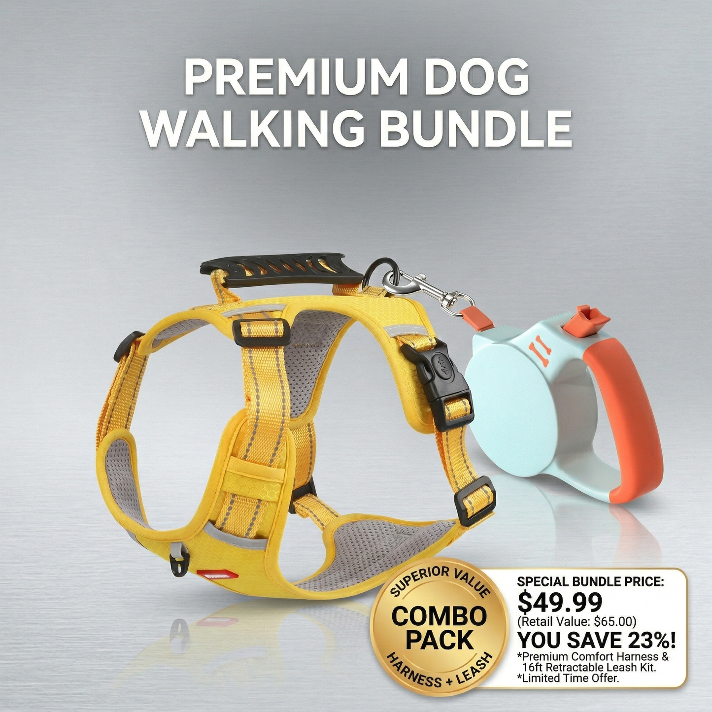 Reflective No-Pull Dog Harness – Adjustable, Breathable, Heavy-Duty Chest Strap for Small Medium Large Dogs