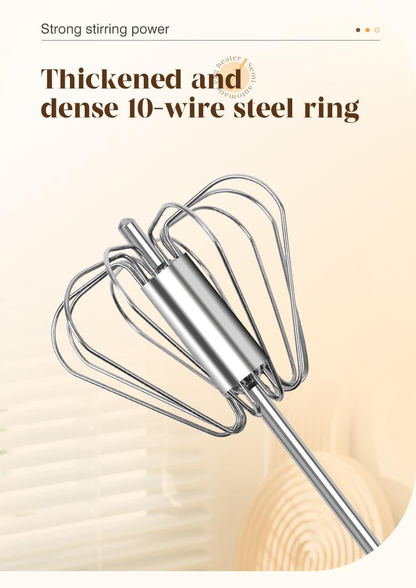 Easy Press Rotary Whisk – Stainless Steel Egg Beater for Everyday Cooking