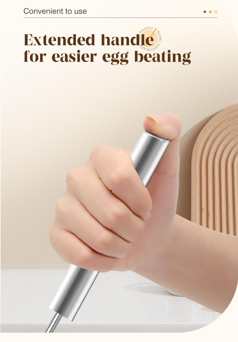 Easy Press Rotary Whisk – Stainless Steel Egg Beater for Everyday Cooking