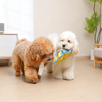 Wet-Wipe Style Treat Pockets Dog Toy Durable No-Stuffing Double Squeakers Extra-Long Tug Design