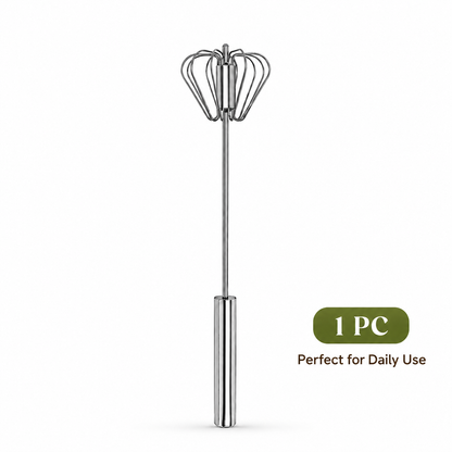 Easy Press Rotary Whisk – Stainless Steel Egg Beater for Everyday Cooking