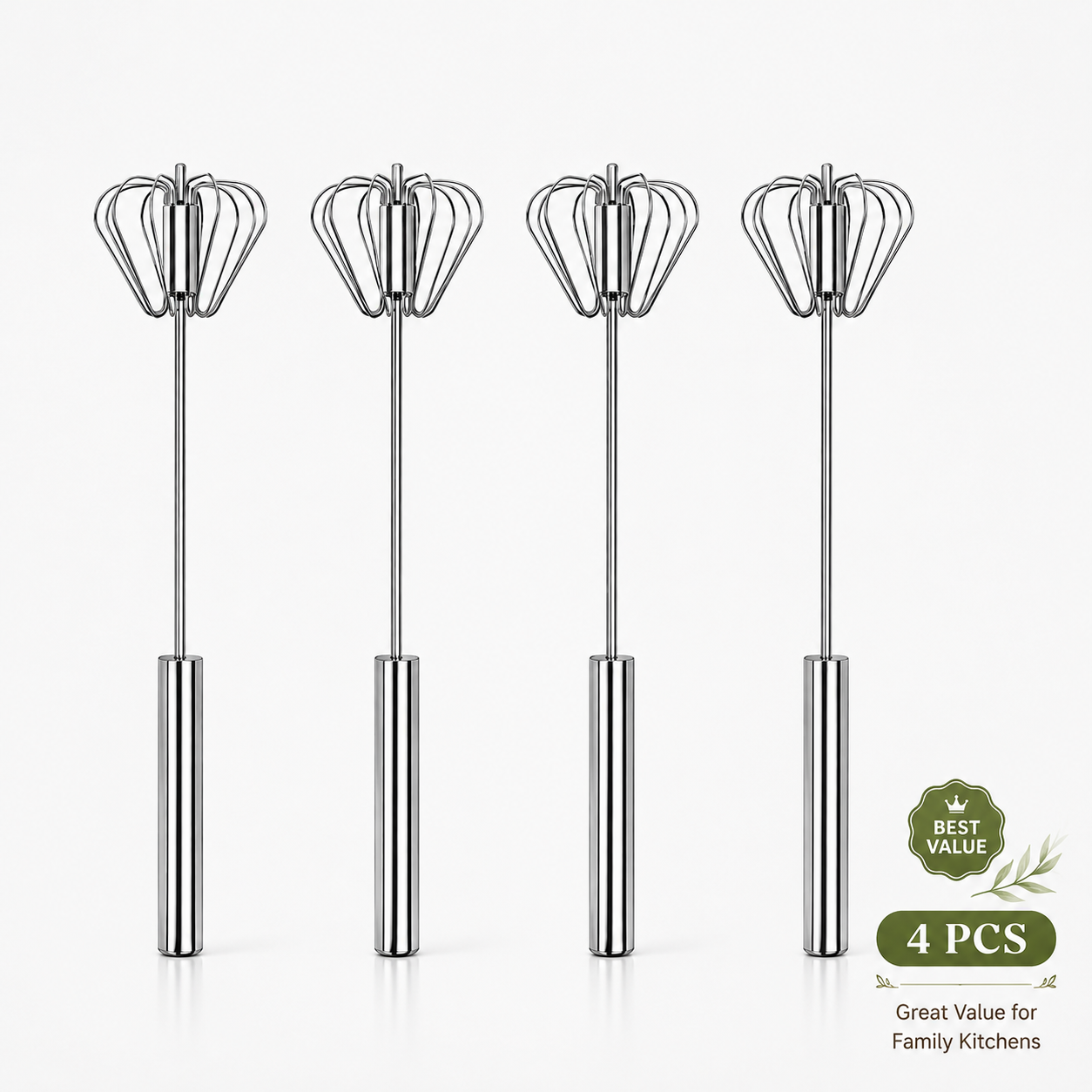 Easy Press Rotary Whisk – Stainless Steel Egg Beater for Everyday Cooking