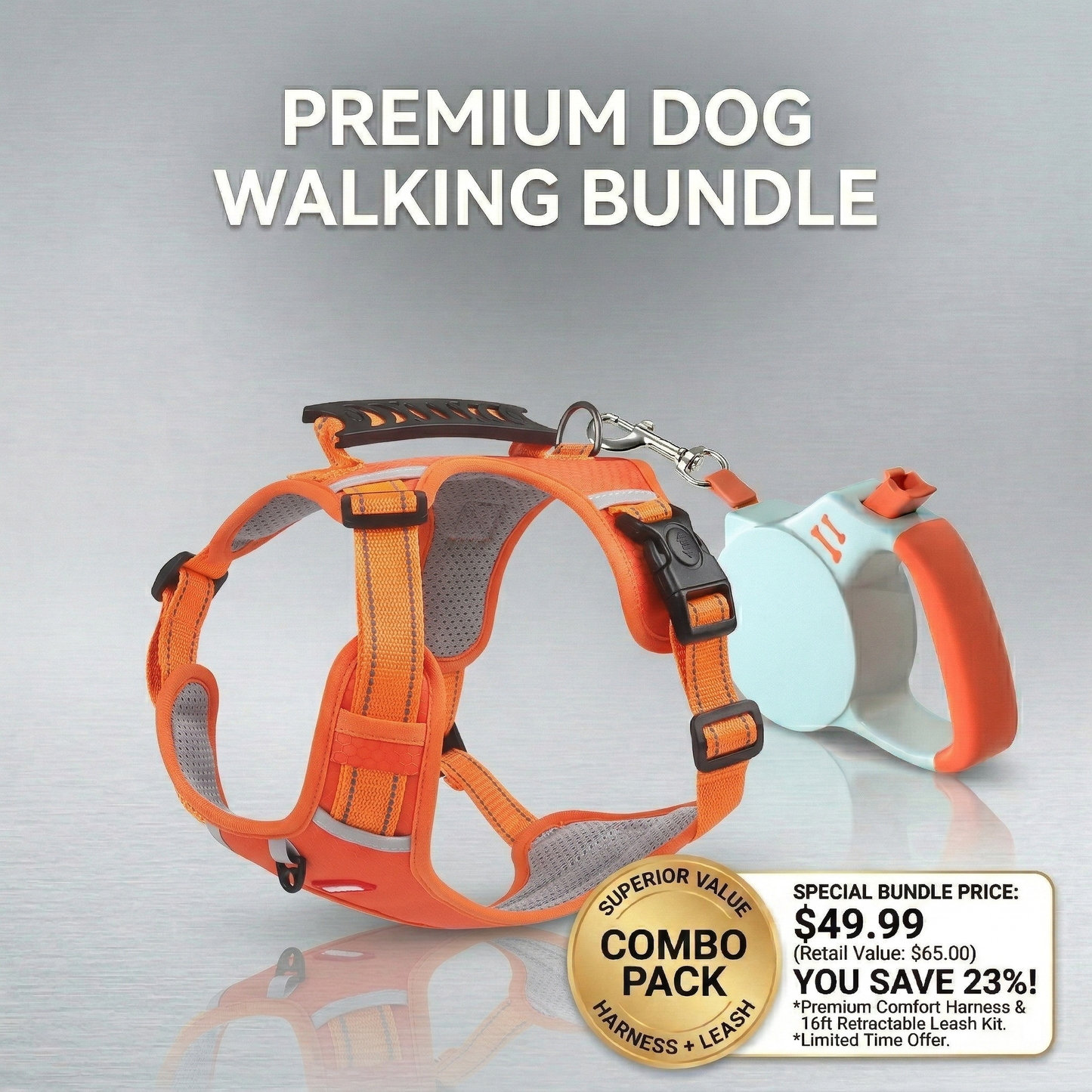 Reflective No-Pull Dog Harness – Adjustable, Breathable, Heavy-Duty Chest Strap for Small Medium Large Dogs
