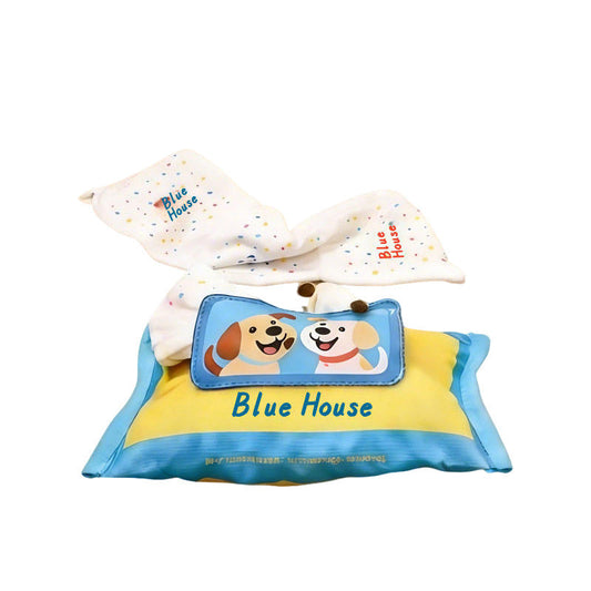 Wet-Wipe Style Treat Pockets Dog Toy Durable No-Stuffing Double Squeakers Extra-Long Tug Design