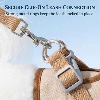 🐶 No Pull Dog Harness Leash Set with Matching Hat – Breathable Mesh Vest, Adjustable, Reflective, Brown